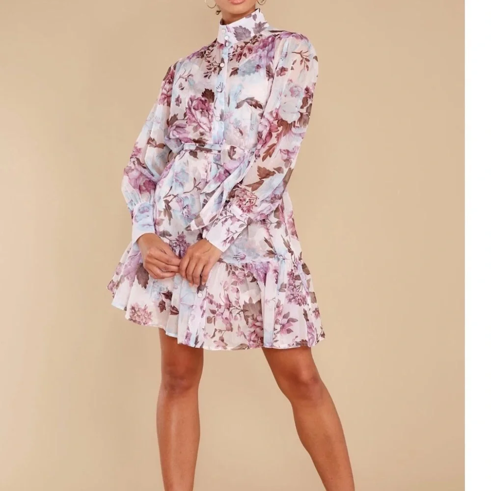 Red Dress Floral Mini Dress - Picture 6 of 7